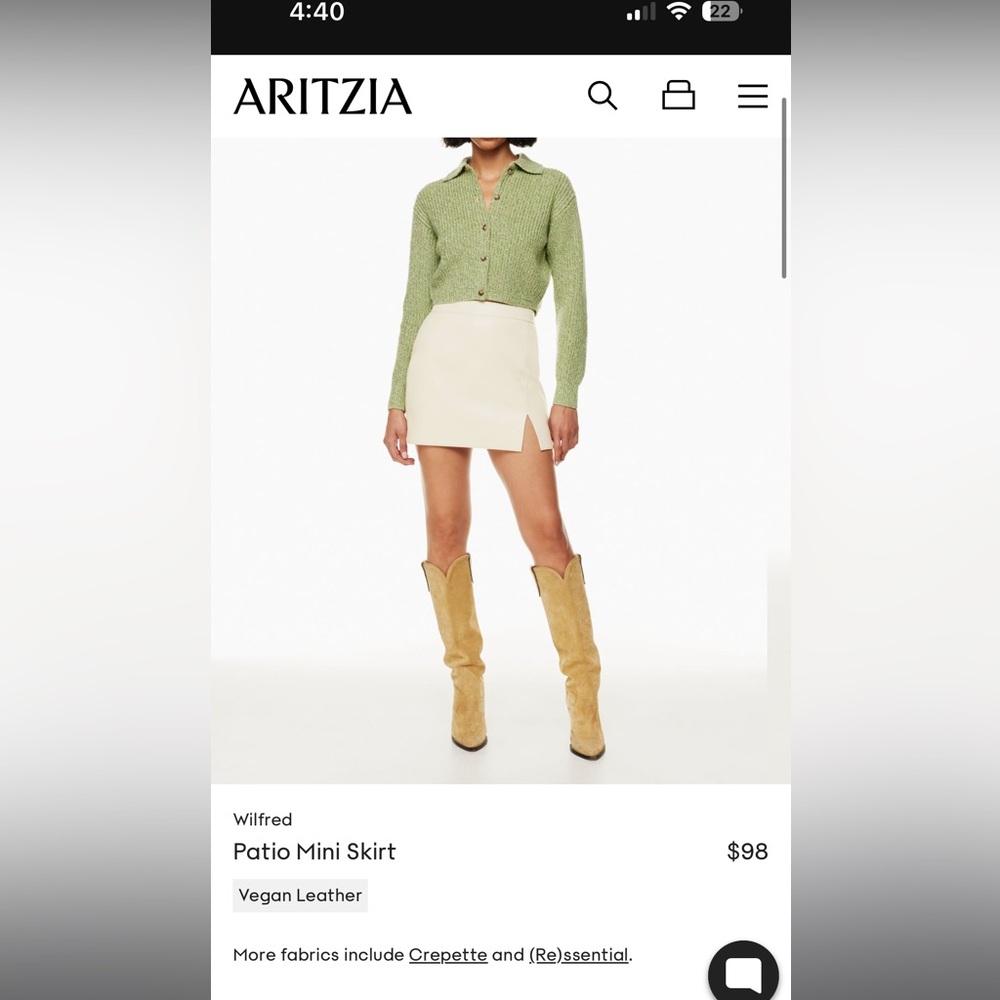 Aritzia Wilfred Patio Mini Skirt